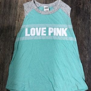 PINK Light Teal/Gray Tank Top with Logo